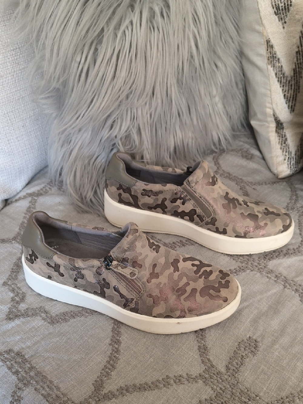 CLARKS Slip-On Camo Platform Sneakers - Neutral Tones